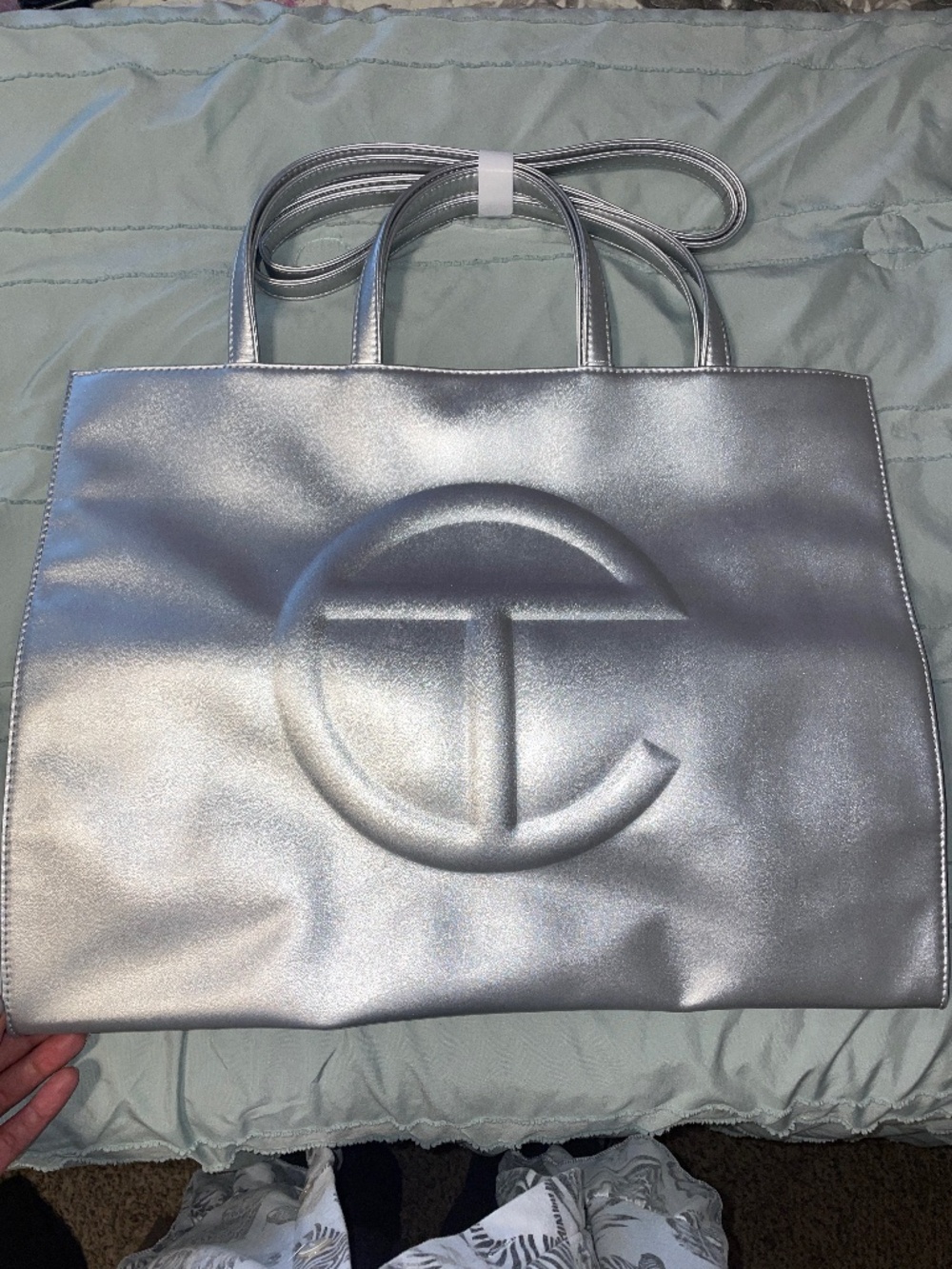 Telfar Large Shopping Bag in Silver NWT